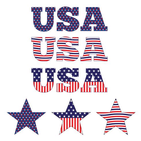 red white blue USA and stars vector