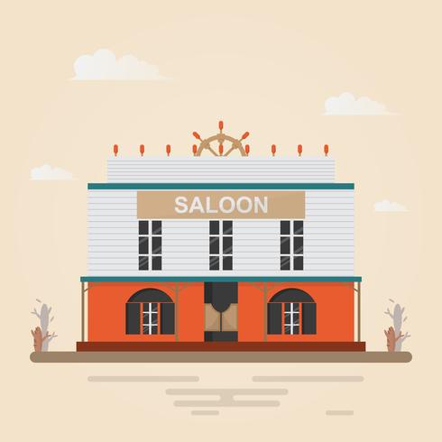 home in western town on brown background. vector