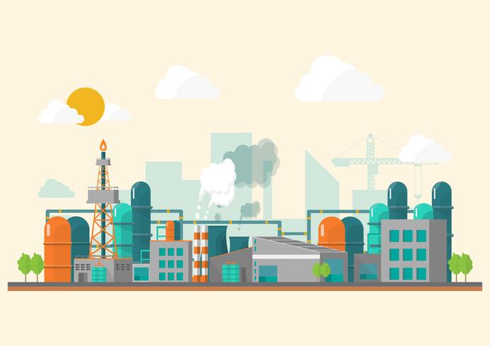 Industrial factory in a flat style. vector