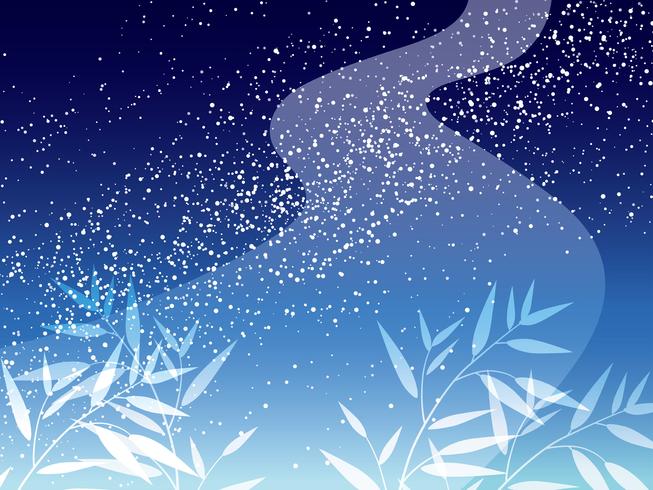 Milky Way and bamboo leave background for the Japanese Star Festival. vector
