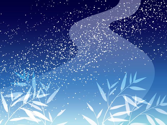 Milky Way and bamboo leave background for the Japanese Star Festival. vector