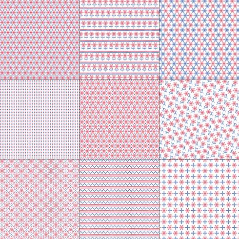 Red White and Blue Cross Stitch Patterns vector