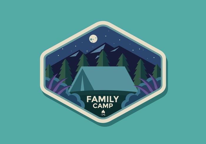 Campamento de la familia Retro Vector de placa