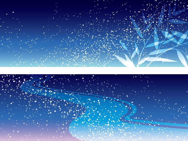 Conjunto de dos ilustraciones vectoriales de la Vía Láctea para el festival estrella japonés. vector