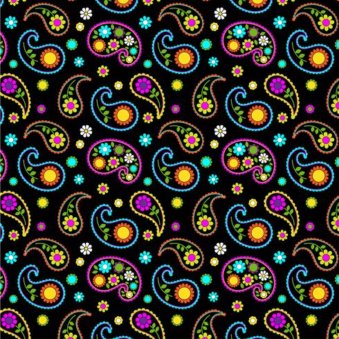 mod neon paisley pattern vector