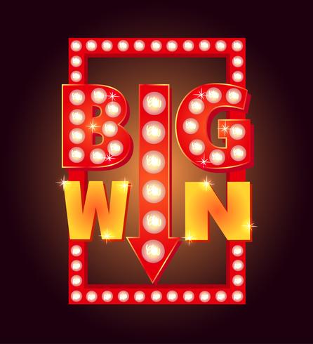 Retro sign with lamp Big Win. Vector illustration.