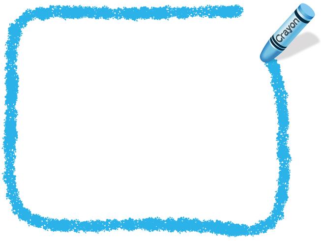 Blue rectangle crayon frame, vector illustration. 