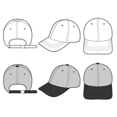 Baseball Cap fashion flat sketch template - Download Free Vectors ...