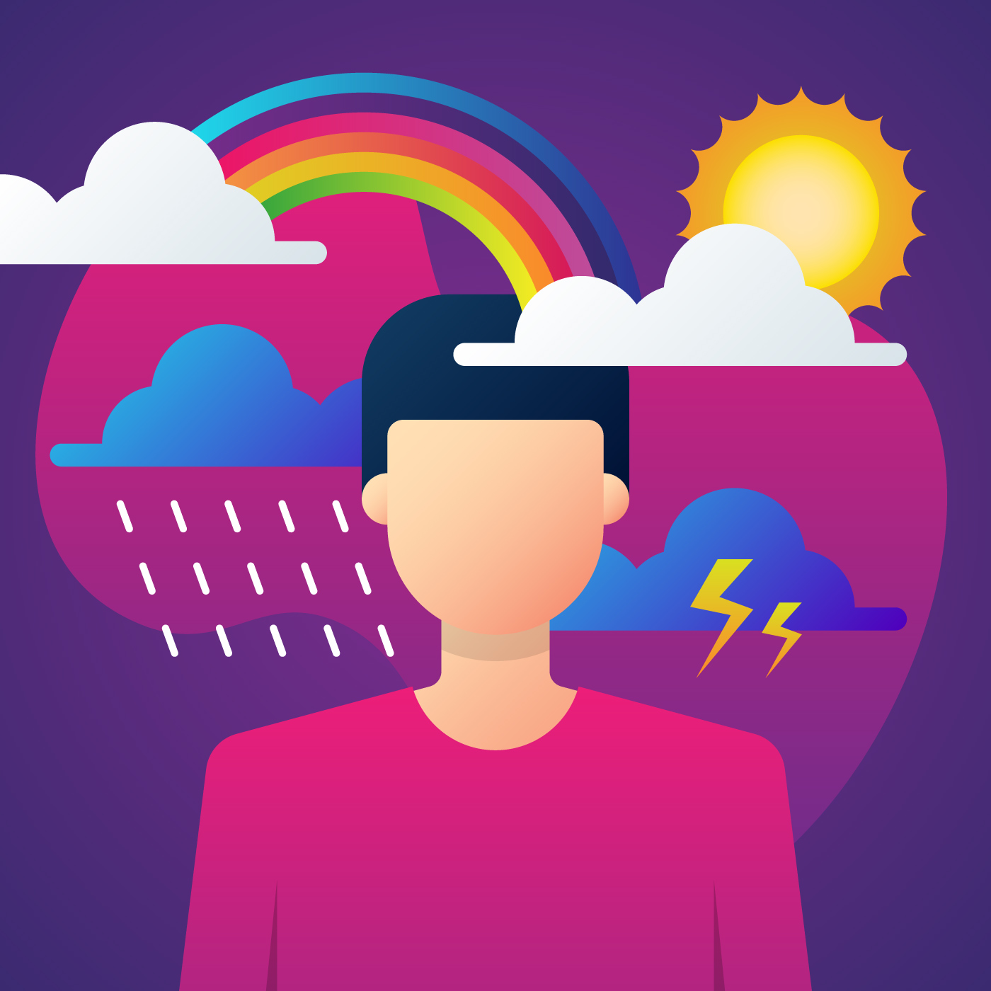 Man In Depressive State Of Mind Illustration 427022 Vector Art at Vecteezy