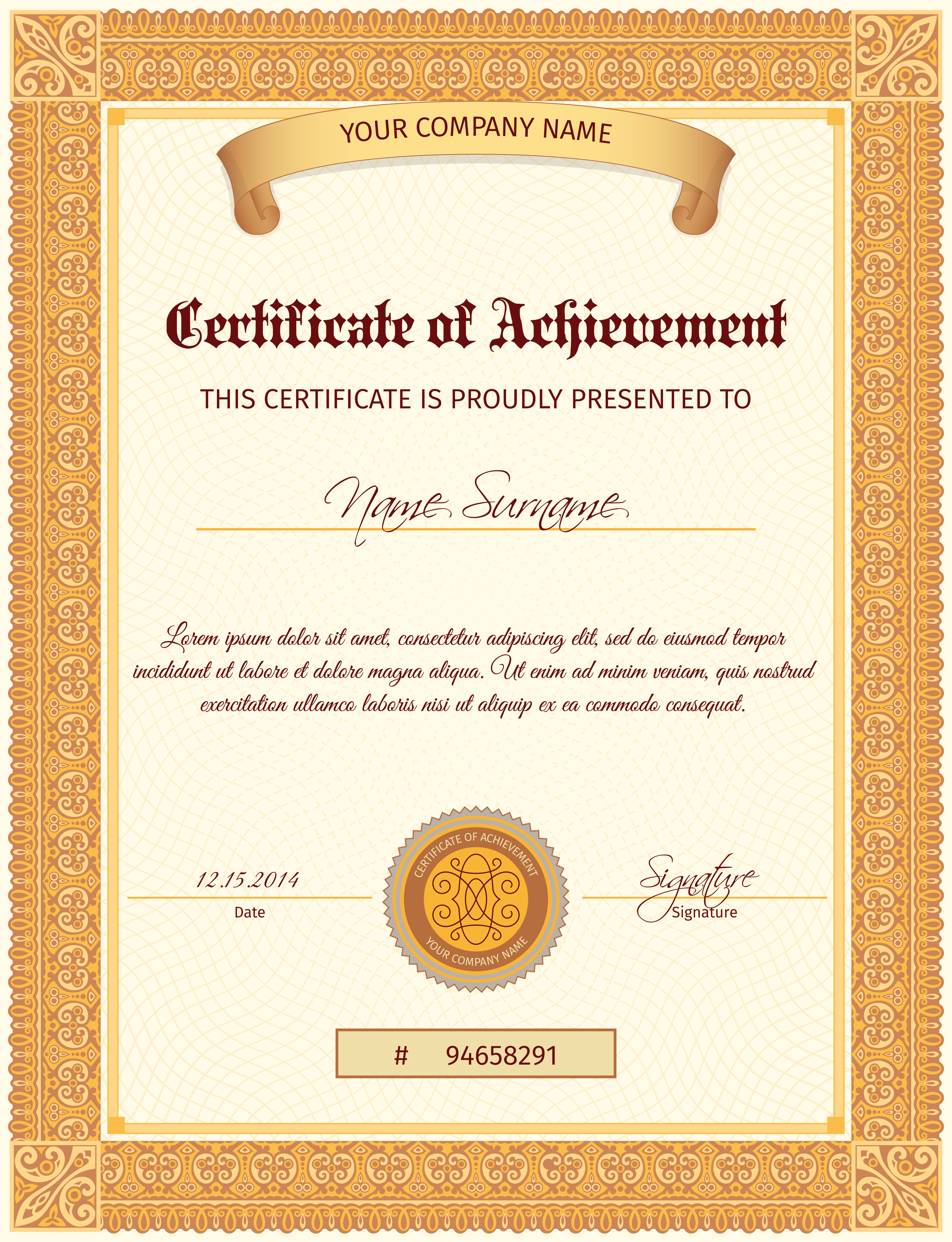 Certificate Template Vertical Download Free Vectors