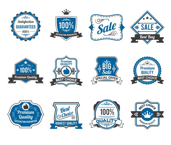 Retro sales labels icons collection vector