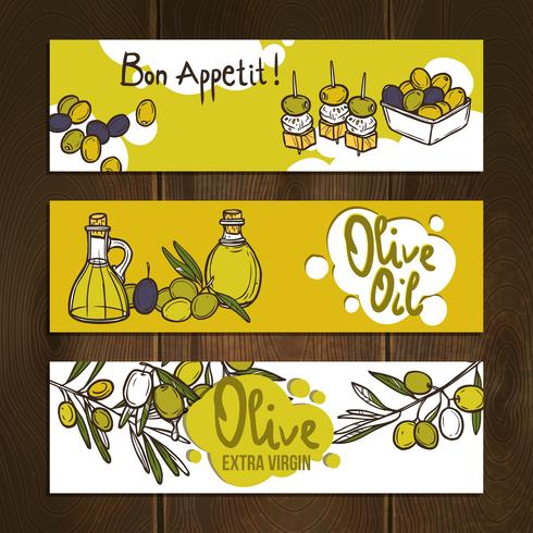 Conjunto de Banners de olivo vector