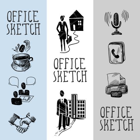 Office sketch banner design vector