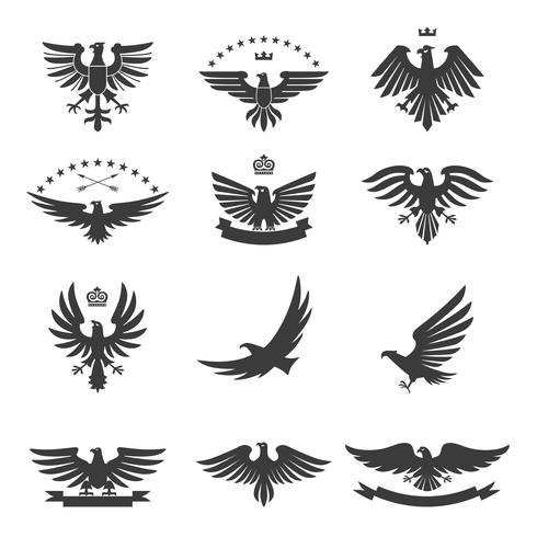 Eagles Set Black vector