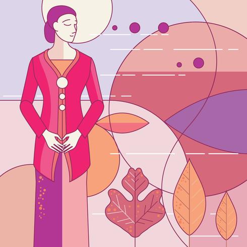 Indonesian Traditional Kebaya Kartini with Art Deco Style vector