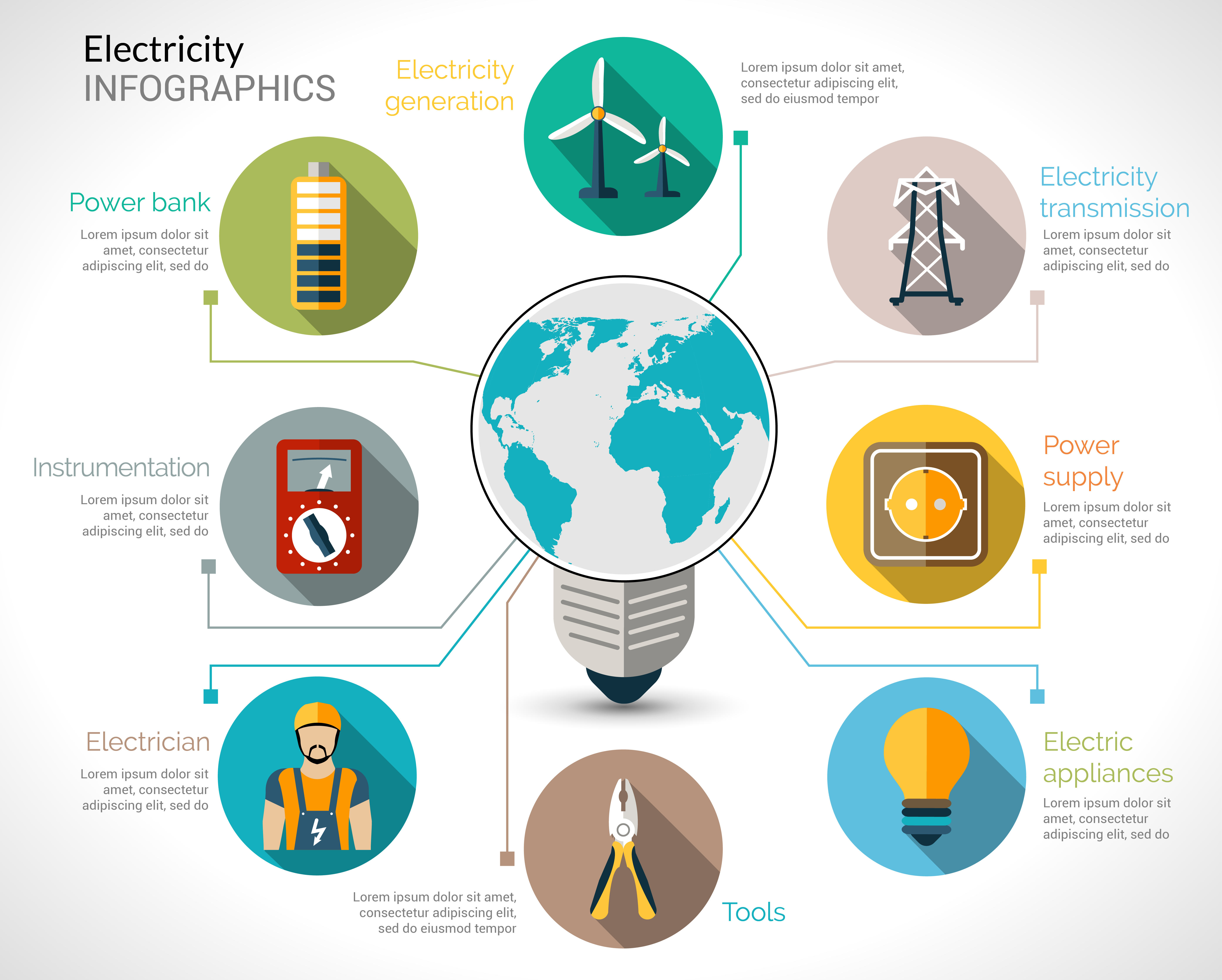 Electricity Infographics Set 427150 Vector Art at Vecteezy