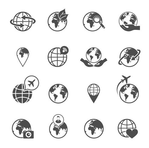 Globe earth icons set vector