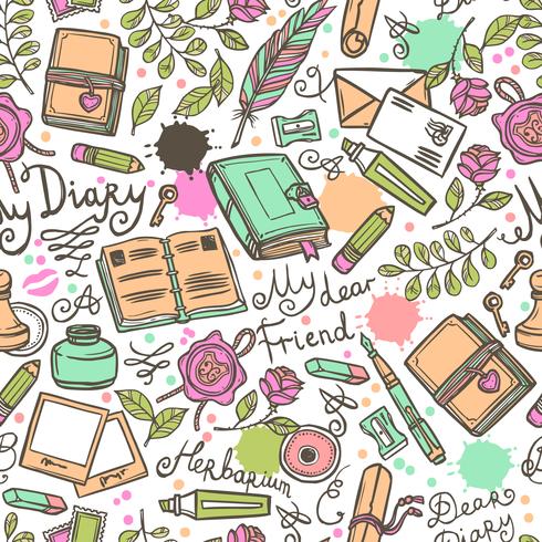 Diary Seamless Pattern vector