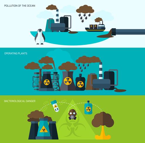 Pollution Banner Set vector