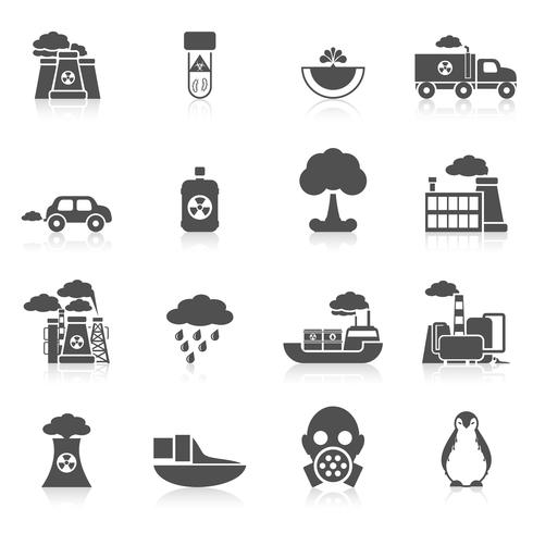 Icono de contaminación negro vector