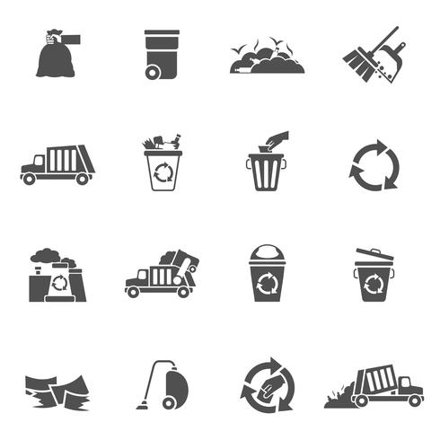 Garbage Icons Black vector