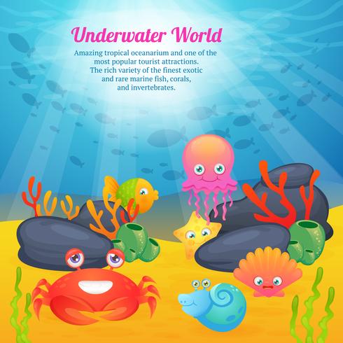 Cute animals underwater world series vector