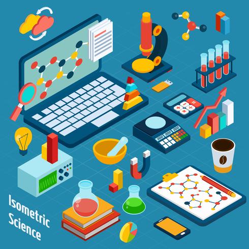 Lugar de trabajo de la ciencia isométrica vector