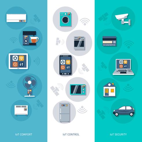 Internet of things flat banners set vector