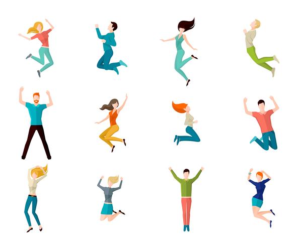 Jumping People Set vector