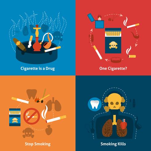 Smoking Flat Set vector