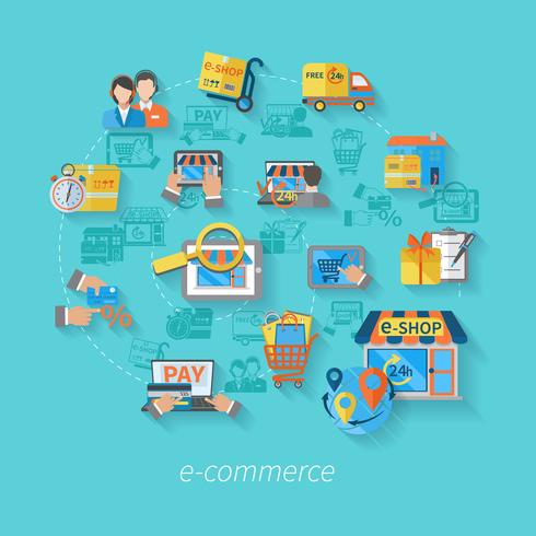 Compras E-commerce Concept vector