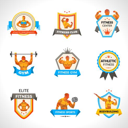 Bodybuilding Emblems Set vector
