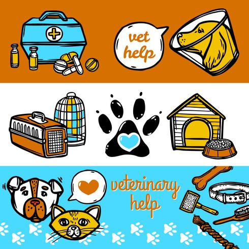 Conjunto de Banners veterinarios vector