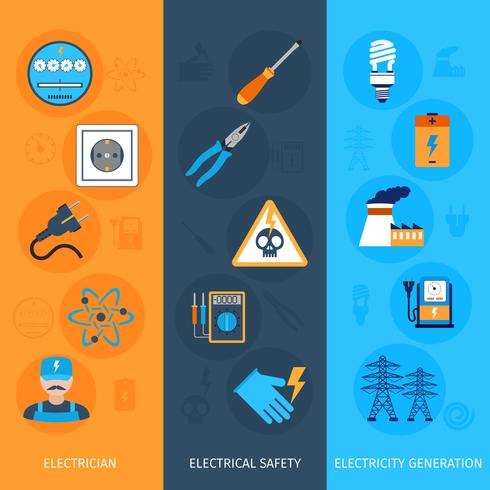 Electricity Banners Set vector