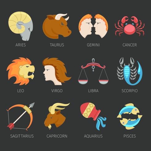 Conjunto de iconos del zodiaco vector