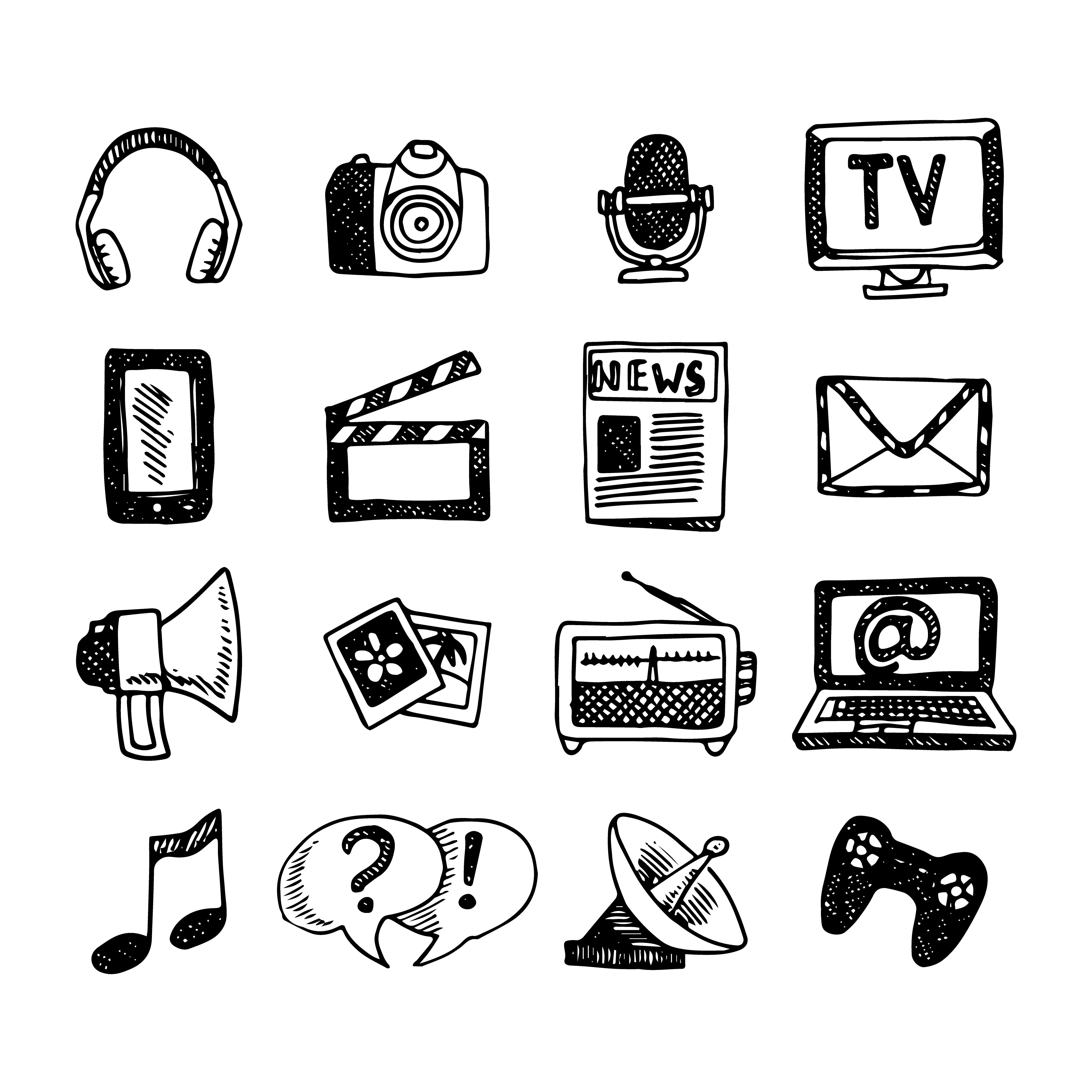 Medien Icons Set Download Kostenlos Vector, Clipart Graphics