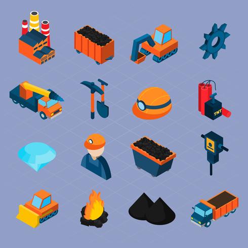 Coal Industry Isometric Set vector