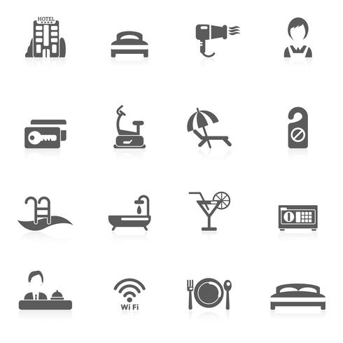 icono de hotel negro vector