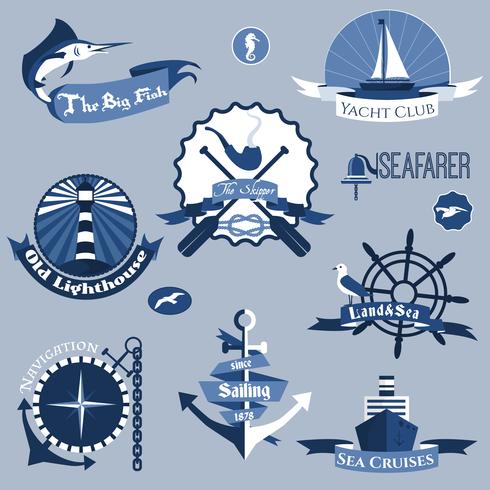 Sea Labels Set vector