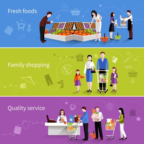 Supermarket People Banners vector