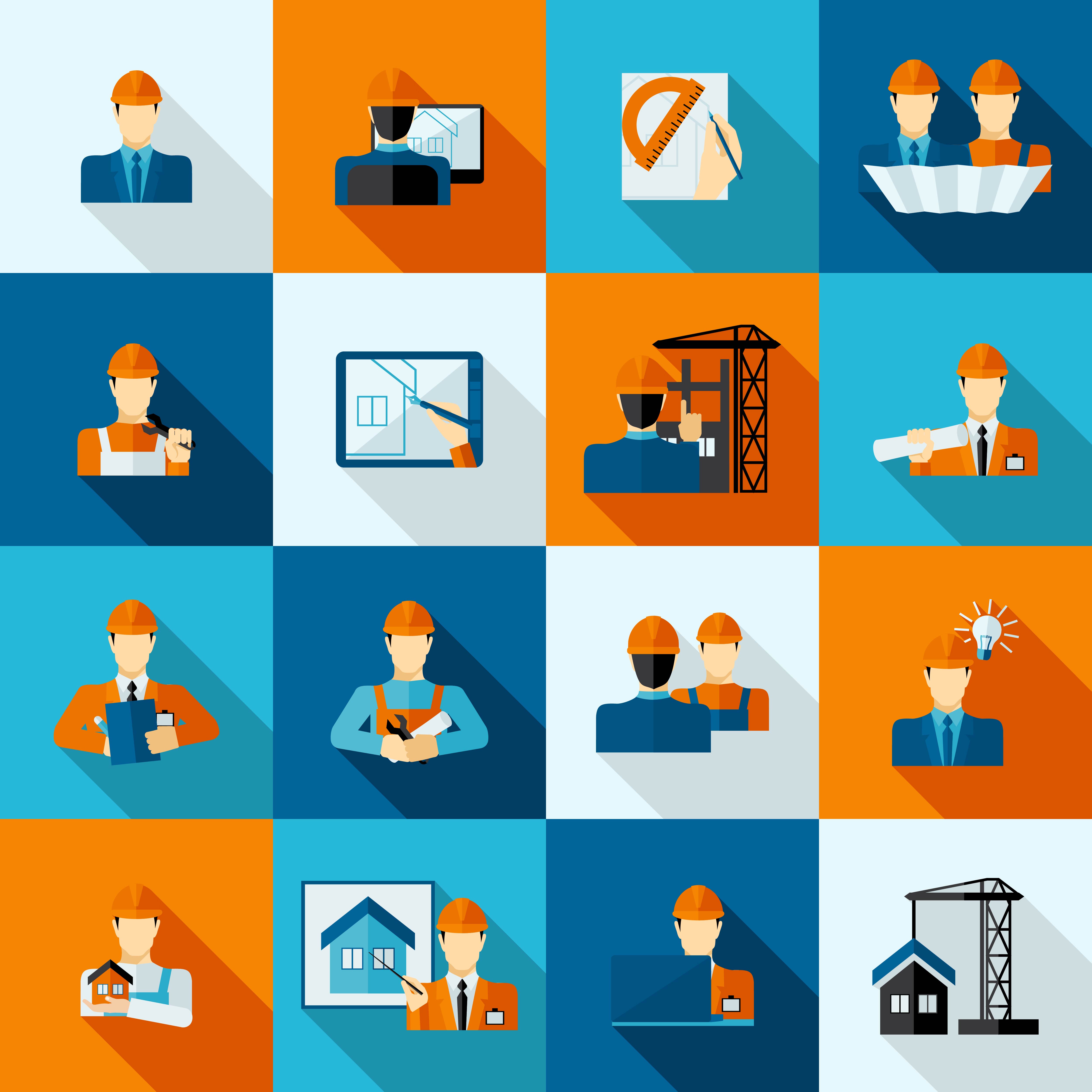 Engineer Icons Flat 427385 Vector Art At Vecteezy