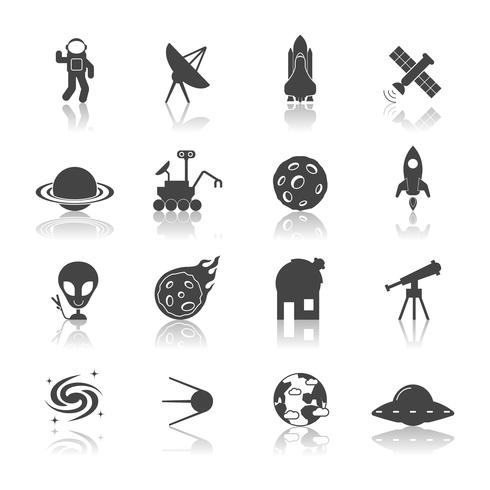 Iconos del espacio negro vector