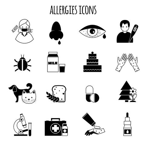 Allergies Icons Black vector