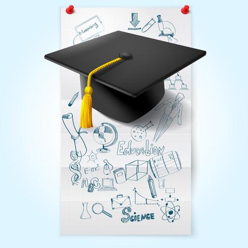 Education Sketch With Hat vector