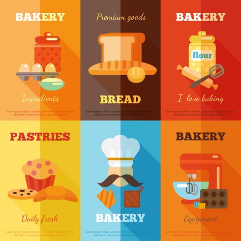 Panadería mini cartel set vector