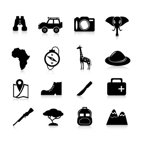 iconos de safari negros vector