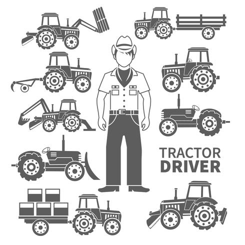 Tractor Driver Icons vector