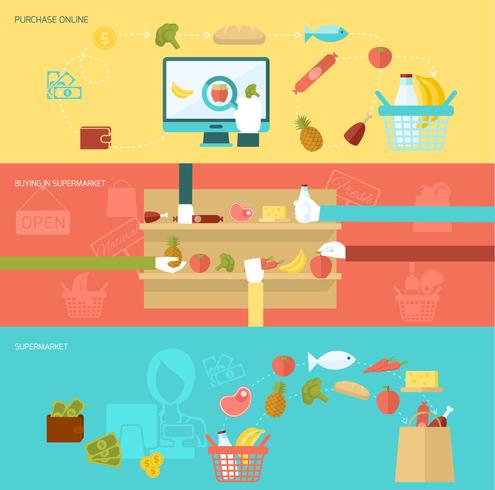 Supermarket Banner Set vector