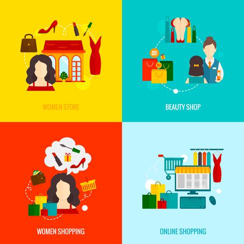 Woman Shopping Flat vector
