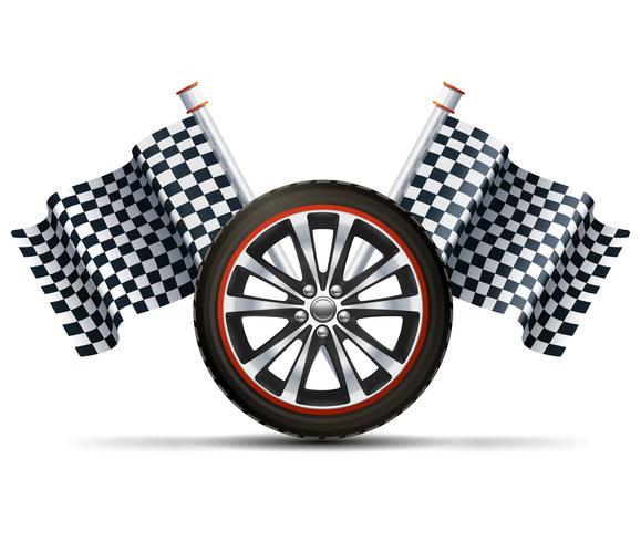 Racing Wheel With Flags vector